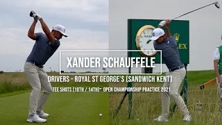Xander Schauffele Golf Swing Drivers (DTL & front views) Royal St George's (Sandwich) July, 2021.