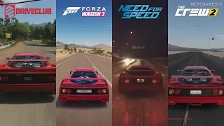 DriveClub vs Forza Horizon 3 vs Need for Speed 2015 vs The Crew 2 - Ferrari F40 Sound Comparison