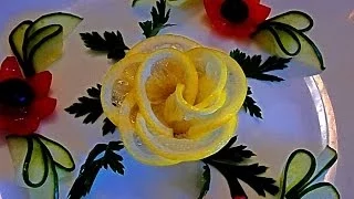Роза из лимона. Украшения из лимона. Flowers of lemon. Decoration of lemon.
