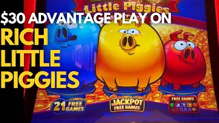 Chasing the Blue Pig. $30 Rich Little Piggies Advantage Play.