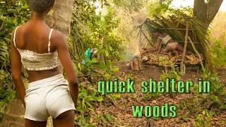 Quick survival bushcraft shelter