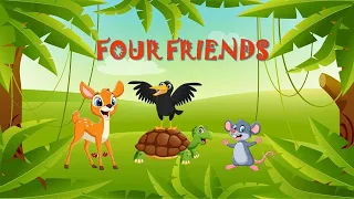 FOUR FRIENDS | Panchatantra Moral Stories for Kids |The Four Friends and the Hunter| #kiddieetales