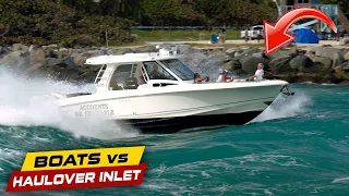 MAN REGRETS RIDING THE BOW AT HAULOVER !! | Boats vs Haulover Inlet