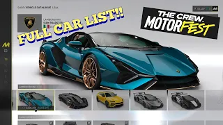 FULL CAR LIST!! - The Crew Motorfest Beta