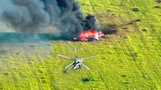Поражение вертолета Ка-52 России и эвакуация летчика спасателями