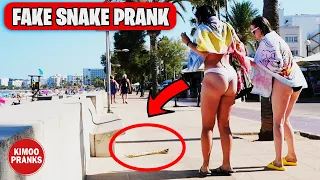 SNAKE PRANK AT THE BEACH, FUNNIEST REACTIONS ( BEST OF COMPILATION )