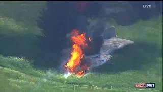Fiery blimp crash near US open golf tournament