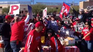Fresno State fans tailgating at the Las Vegas Bowl