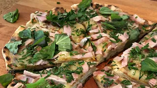 Grilled Pizza with Fontina, Ham, and Herbs | Doug Cooking