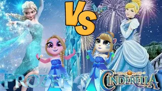 who Will Prevail  Frozen Elsa ❄️ Vs Princess Cinderella My Talking Angela 2 ❤️