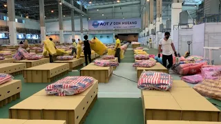 Nearly 2,000 cardboard beds set up for Thailand airport Covid hospital