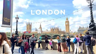 [4K]🇬🇧London Spring Walk, Trafalgar Square to Westminster, London Eye, Fish & Chips Lunch Apr. 2022