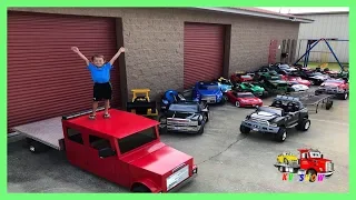 Kruz Playing With His Power Wheels , Custom Built Trailers and Mini Rollback