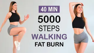 5000 STEPS IN 40 Min - Walking FAT BURN Workout to the BEAT, Super Fun, No Repeat, No Jumping