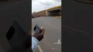 safari rally drifts on kenya Thika super highway on their way to naivasha for the actual race