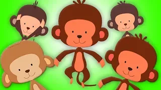 пять маленьких обезьян | обезьяна песни для детей | Five Little Monkeys