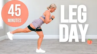 45 MIN LEG & GLUTE WORKOUT with Dumbbells & Booty Band | Tone & Tighten