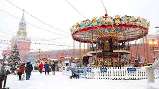 ⁴ᴷ⁶⁰ Walking Moscow 🎄 Christmas Fair on Red Square 🎅