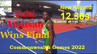 12:30s new record Tobi Amusan wins  100m Hurdles Final commonwealth games 2022