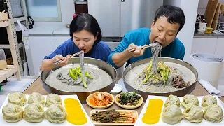 시원하고 고소한 콩국수,왕만두,파김치,겉절이 먹방 Kongguksu,Dumplings,Green Onion Kimchi MUKBANG