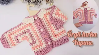 IT WAS VERY NICE   👍| baby collar children's cardigan made from crocheted hexagon motif