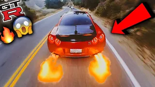 CRAZY R35 GTR SPITS HUGE FLAMES ON CANYON RUN DRIVE!!!