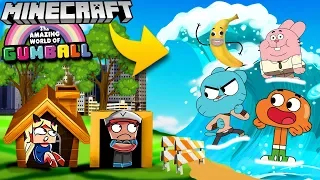 BAZA VS GUMBALL TSUNAMI - MINECRAFT TSUNAMI CHALLENGE | Vito VS Bella