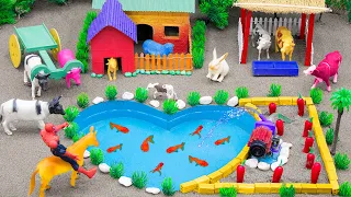 Top DIY Farm Diorama with House for Cow, Pig, fish pond #13 | cow shed | How to carrots field