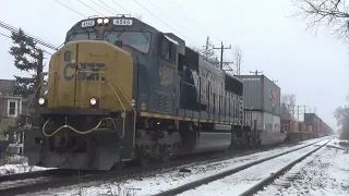 Canadian National and CSX Trains in Michigan Midwinter 2024 FT SD70MAC leaders and big lashups!