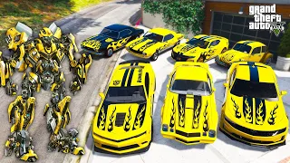 GTA 5 - Stealing Transformers Bumblebee Cars with Franklin! | (GTA V Real Life Cars #22)