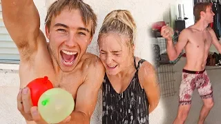 WATER BALLOON PRANK ON GIRLFRIEND! *INSIDE OUR HOUSE*