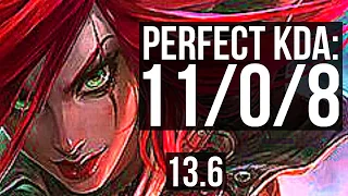 KATARINA vs YASUO (MID) | 11/0/8, 2.0M mastery, Legendary, 600+ games | KR Master | 13.6