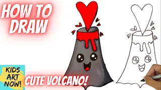 How to Draw a Cute Volcano! - I Lava You! ❤️