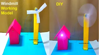 windmill working model(wind turbine) for school project - diy - science project | howtofunda