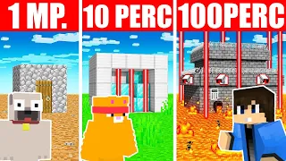 1 MÁSODPERC 10 PERC 100 PERC VÉDETT HÁZ ÉPITŐ KIHÍVÁS A MINECRAFTBAN!