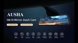 AUSHA D2 Dash Camera - 2K 10" IPS Touch Screen, Seamless Recording, and Advanced Night Vision