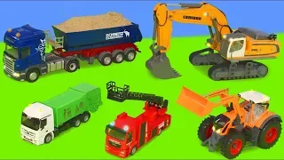 Excavator, Tractor, Fire Truck, Garbage Trucks & Police Cars Toy Vehicles for Kids