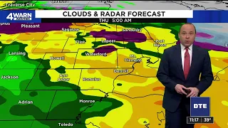 Gusty winds and rainfall move into Metro Detroit overnight & for Thursday Morning's Commute -- W...