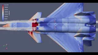 UFOCFD MiG-33 at Mach 1.5 - pressure contours