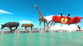 Escape From Giant Crab - Will Dinosaurs or Animals Survive?