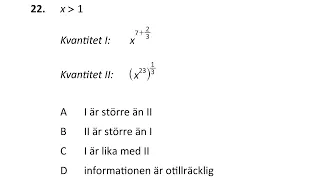 KVA Kvantitativa jämförelser – Högskoleprovet Provfrågor och facit hösten 2021 oktober provpass 1