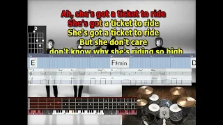 Ticket To Ride Beatles  only isolated vocals John center Paul hard right lyrics chords tabs