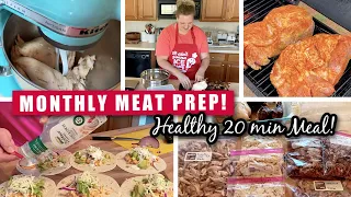 HEALTHY 20 MINUTE DINNER COOK WITH ME! MEAT PREP for the month with Healthy Dinner Ideas | WW BLUE