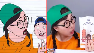 Mukbang Fire Spicy Noodle Tteokbokki 불닭볶음면 떡볶이 TV 속 편의점 음식 먹방 도나 Dona 먹방 Drawing Meme | Part 4