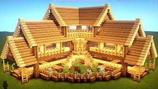 Easy Minecraft: Large Oak House Tutorial - How to Build a Survival House in Minecraft #33