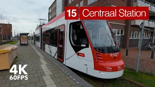 Smooth sailing to the city center | 🚊 HTM Line 15 | 🇳🇱 The Hague | 4K Tram Cabview | Siemens Avenio