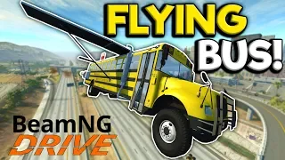 The Not So Magical Flying School Bus Chase! - BeamNG Gameplay & Crashes - Police Escape
