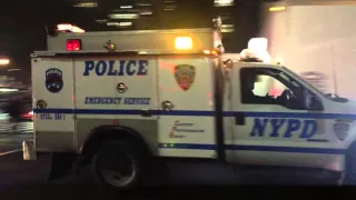 NYPD CRUISER, A NYPD ESU TRUCK & A NYPD UNMARKED UNIT RESPONDING TOGETHER ON 42ND ST. IN MANHATTAN.