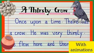 Writing A thirsty crow story in English  for kids | A moral English story| Story writing
