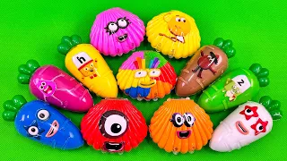 Digging Numberblocks in Seashell, Carrot with Rainbow CLAY Coloring! Satisfying ASMR Videos